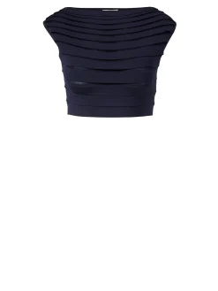 Top mit Festonbögen Marineblau
