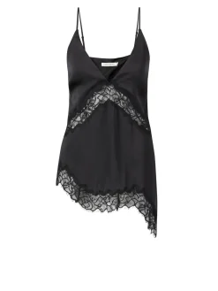 Top mit Spitzendetails 'Melle' Schwarz