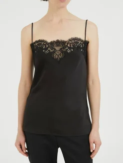 Top mit Spitzeneinsatz Schwarz