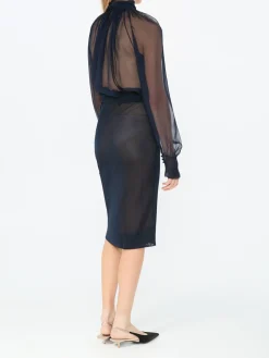 Transparenter Midirock Marineblau