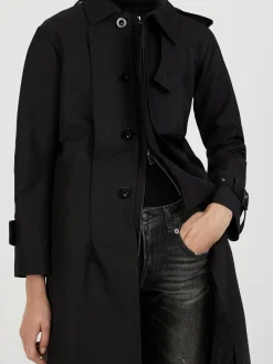 Trenchcoat mit offenen Kanten Schwarz