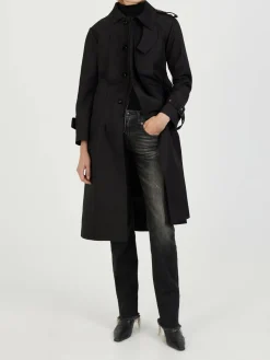 Trenchcoat mit offenen Kanten Schwarz