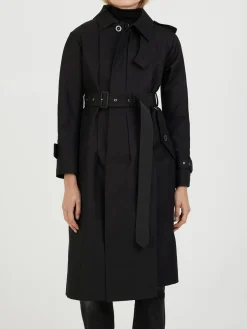 Trenchcoat mit offenen Kanten Schwarz