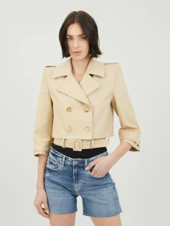 Trench-Jacke mit Schulterpolster Beige