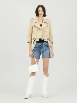 Trench-Jacke mit Schulterpolster Beige