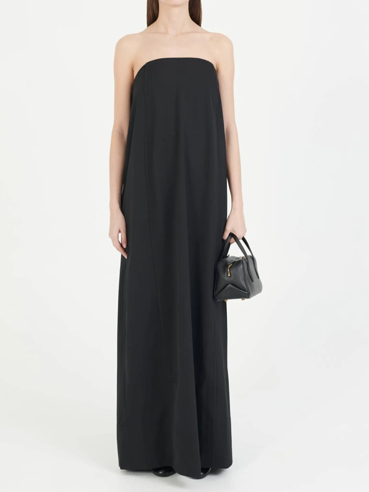 Trägerloses Maxikleid Schwarz