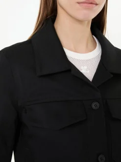 Trucker-Jacke mit tonalen Knöpfen Schwarz