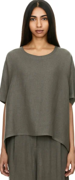 T-Shirt aus Crêpe-Leinen Anthrazit