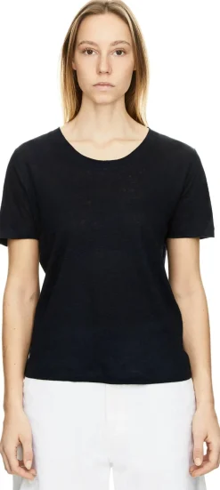 T-Shirt aus Leinen Dunkelblau