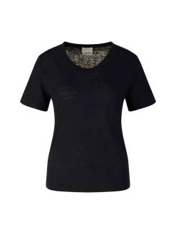 T-Shirt aus Leinen Dunkelblau