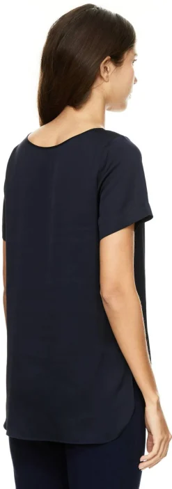 T-Shirt aus Seide Dunkelblau