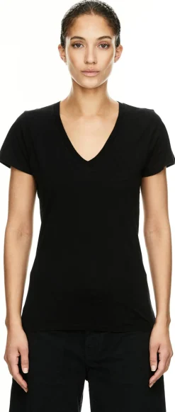 T-Shirt 'Carol' mit V-Ausschnitt Schwarz