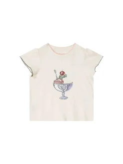 T-Shirt 'Famo' mit Pailletten Crème