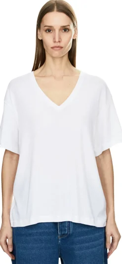 T-Shirt 'Linda' mit V-Ausschnitt Weiß