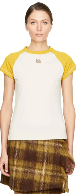 T-Shirt mit Anagram-Stickerei Gelb