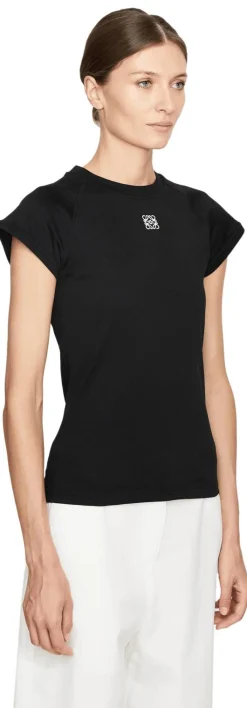 T-Shirt mit Anagram-Stickerei Schwarz