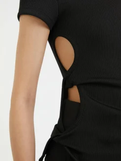 T-Shirt mit Cut-Outs Schwarz