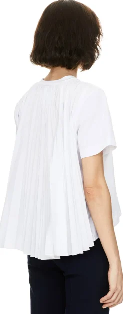 T-Shirt mit Falteneinsatz Weiß
