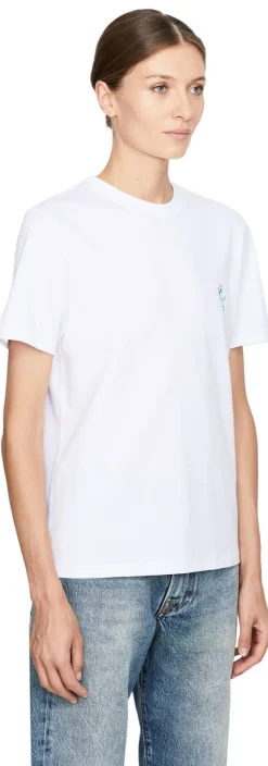 T-Shirt mit floralem Anagram-Stickerei Weiß