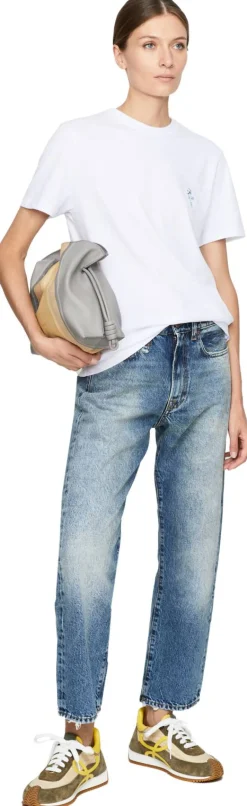 T-Shirt mit floralem Anagram-Stickerei Weiß