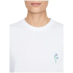 T-Shirt mit floralem Anagram-Stickerei Weiß