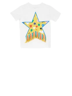 T-Shirt mit Fransen Weiß