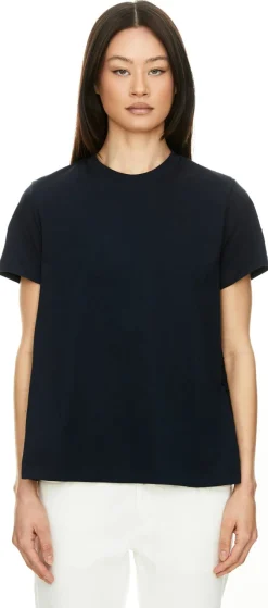 T-Shirt mit Lochstickerei Marineblau