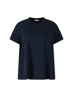T-Shirt mit Lochstickerei Marineblau
