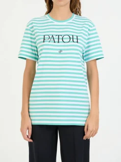 T-Shirt mit Logo Türkis/Weiß