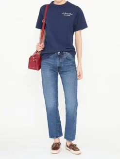 T-Shirt mit Print Marineblau