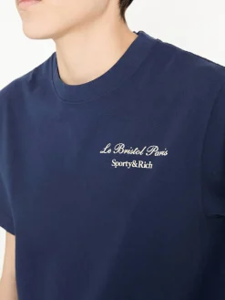 T-Shirt mit Print Marineblau
