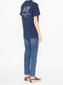 T-Shirt mit Print Marineblau