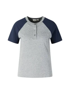 T-Shirt mit Sticklogo Grau
