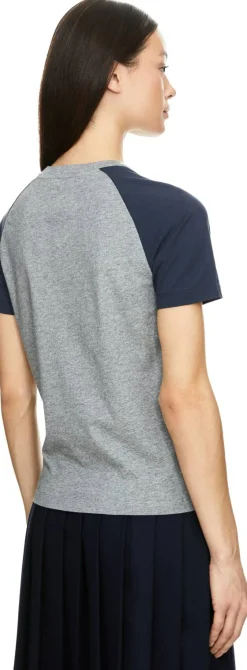 T-Shirt mit Sticklogo Grau