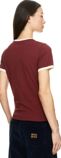 T-Shirt mit Sticklogo Rot