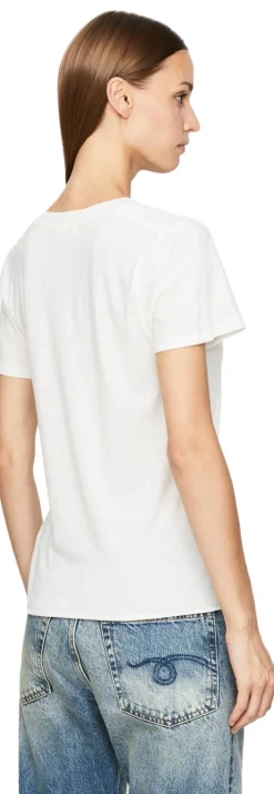 T-Shirt mit V-Ausschnitt Créme