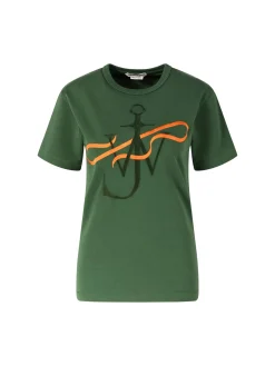 T-Shirt 'Ribbon Anchor' mit gesticktem Logo Grün