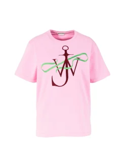 T-Shirt 'Ribbon Anchor' mit gesticktem Logo Pink