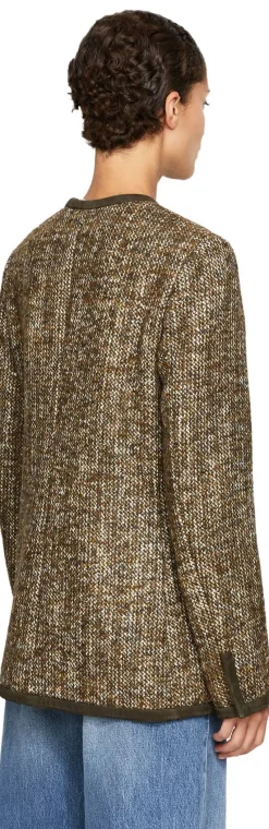 Tweed-Jacke mit Veloursleder Einsätze Braun