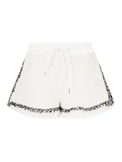 Tweed-Shorts mit hohem Bund Weiß