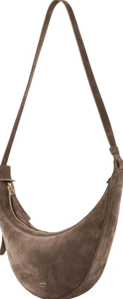 Umhängetasche 'Augustina Small' aus Veloursleder Dunkelbraun