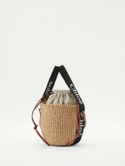 Umhängetasche 'Small Woody Basket' Schwarz/Crème