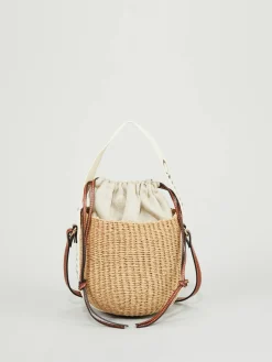 Umhängetasche 'Small Woody Basket' Crème/Schwarz