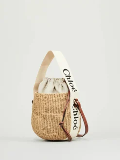 Umhängetasche 'Small Woody Basket' Crème/Schwarz