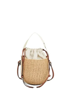 Umhängetasche 'Small Woody Basket' Crème/Schwarz