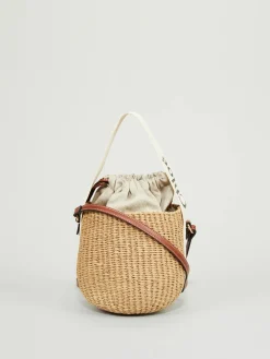 Umhängetasche 'Small Woody Basket' Crème/Schwarz