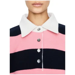 Unisex Rugby-Poloshirt aus Cashmere Pink/Marineblau