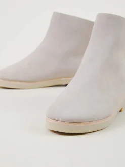 Veloursleder-Boots Grau/Beige