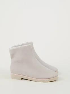 Veloursleder-Boots Grau/Beige