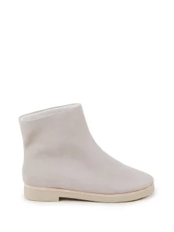 Veloursleder-Boots Grau/Beige